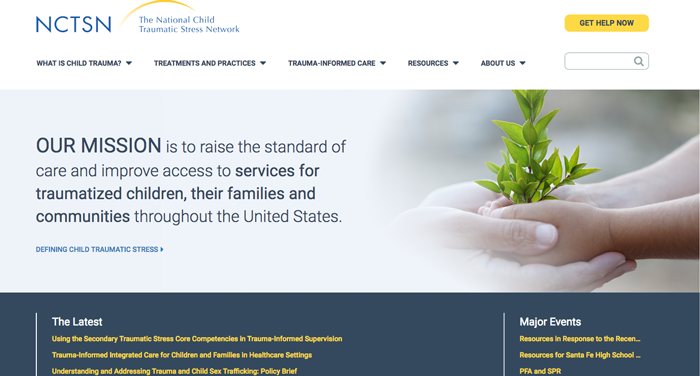 The National Child Traumatic Stress Network website screenshot